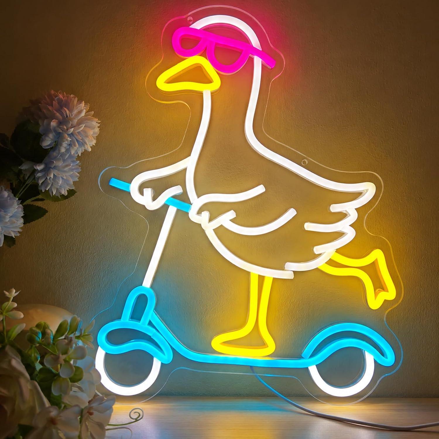 Neon Sign Party - ป้ายไฟนีออนรูปเป็ด ไฟ LED รูปสัตว์สุดเท่ สำหรับห้องเกม บาร์