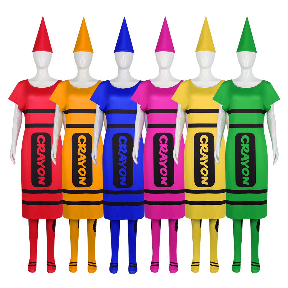 Party Hat Cone - ชุดคอสเพลย์ฮาโลวีนสำหรับผู้หญิง ชุดเต็มเซ็ต ชุดเดรสแขนสั้น หมวกทรงกรวย ถุงน่อง ชุดแฟนซีสำหรับงานปาร์ตี้กลุ่ม
